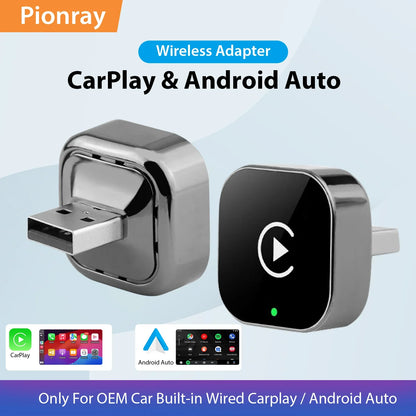 2026 Pionray 2 in 1 Wireless CarPlay Adapter&Android Auto Wireless Adapter, 5Ghz WiFi Type-C/USB Plug Play CarPlay Wireless